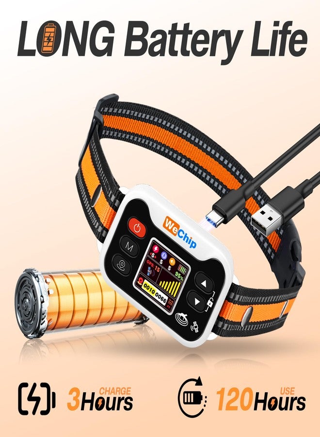 Wechip GPS Dog Collar with 3 Correction Mode,Wireless Dog Fence System with Open Outdoor IPX7 Waterproof (Orange White) - Image 5